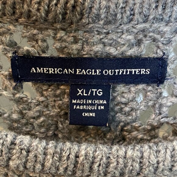 American Eagle Womens Open Cable Knit Tunic Sweater Size Extra Large Gray Cozy - Picture 8 of 15